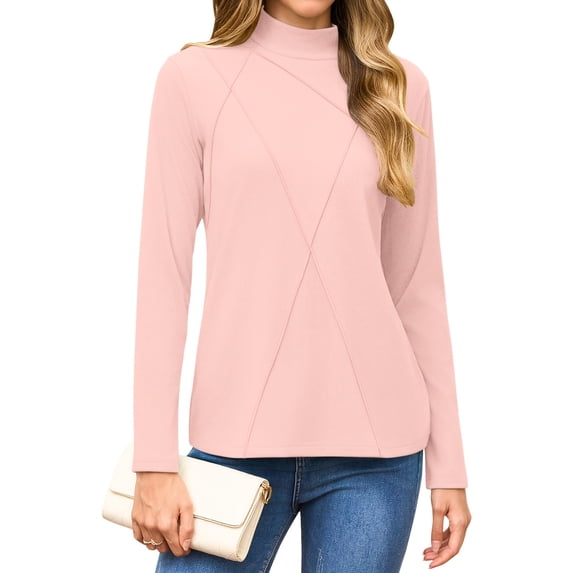 OutfitShow Womens Mock Turtleneck Long Sleeve Shirts Tunic Tops Women Plain Thermal T-Shirts