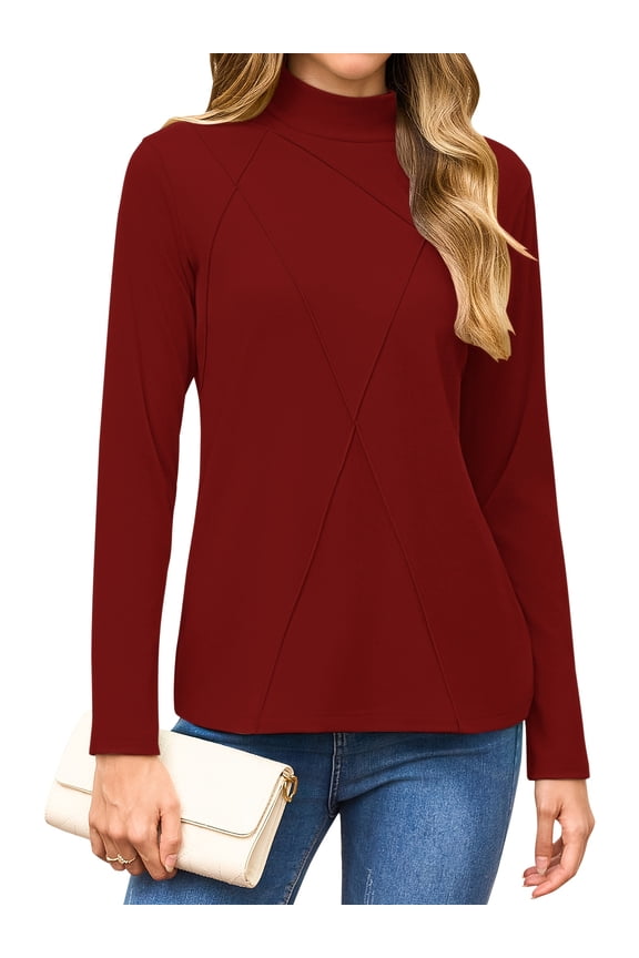 Womens Mock Turtleneck Long Sleeve Shirts Tunic Tops Women Plain Thermal T-Shirts