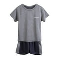 thumbnail image 1 of Outfits 2 piece for Boy Clothes Boys Sets Toddler Kids Dress Sets Summer Sunflower T Shirt Tops Chiffon Loose Pants Outfits Children Clothes & Dress Z15-Grey, 100, 1 of 5