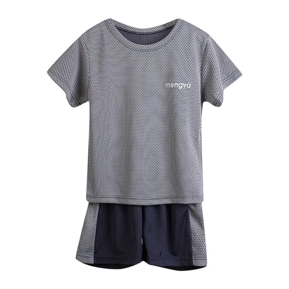 Outfits 2 piece for Boy Clothes Boys Sets Toddler Kids Dress Sets Summer Sunflower T Shirt Tops Chiffon Loose Pants Outfits Children Clothes & Dress Z15-Grey, 100