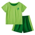 thumbnail image 1 of Outfits Boys Short Sleeve Soccer Shirt and Mesh Soccer Shorts Kids Two Piece Youth Soccer for Toddlers 18-24 Months, 1 of 3