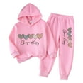 thumbnail image 1 of Outfits For Girls Girls' Fashion Girls Sweatsuit 2 Piece Outfits Fall Winter Heart Print Sweatshirts and Sweatpants Joggers Set, 1 of 7
