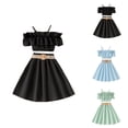 thumbnail image 1 of Outfits for Girls Girls' Clothing Sets Toddler Girls Summer Sleeveless Solid Color Ruffles Tops Skirt With Belt 3PCS Outfits Clothes Set For Children Clothes, 1 of 5