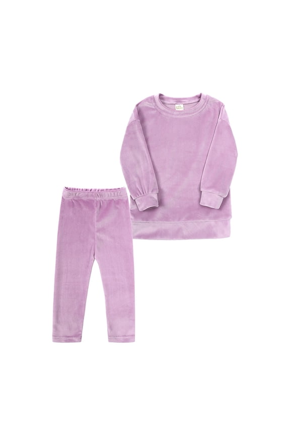 Outfits for Girls Size 5-6 Toddler Kids Baby Clothes Unisex Solid Sweatsuit Long Sleeve Warm Fleece Pullover Tops Pants Set Fall Winter Pajamas Girls Clothing Set Purple