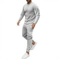 thumbnail image 1 of Outfits for Men Men 2 Piece Outfits Fall Casual Crew Neck Muscle Long Sleeve Pullovers And Classic Fit Sweatpant Set Tan Dress Jacket Dress Suits for 3 Piece 3 Suit Regular Fit Mens Suits Gray M, 1 of 4