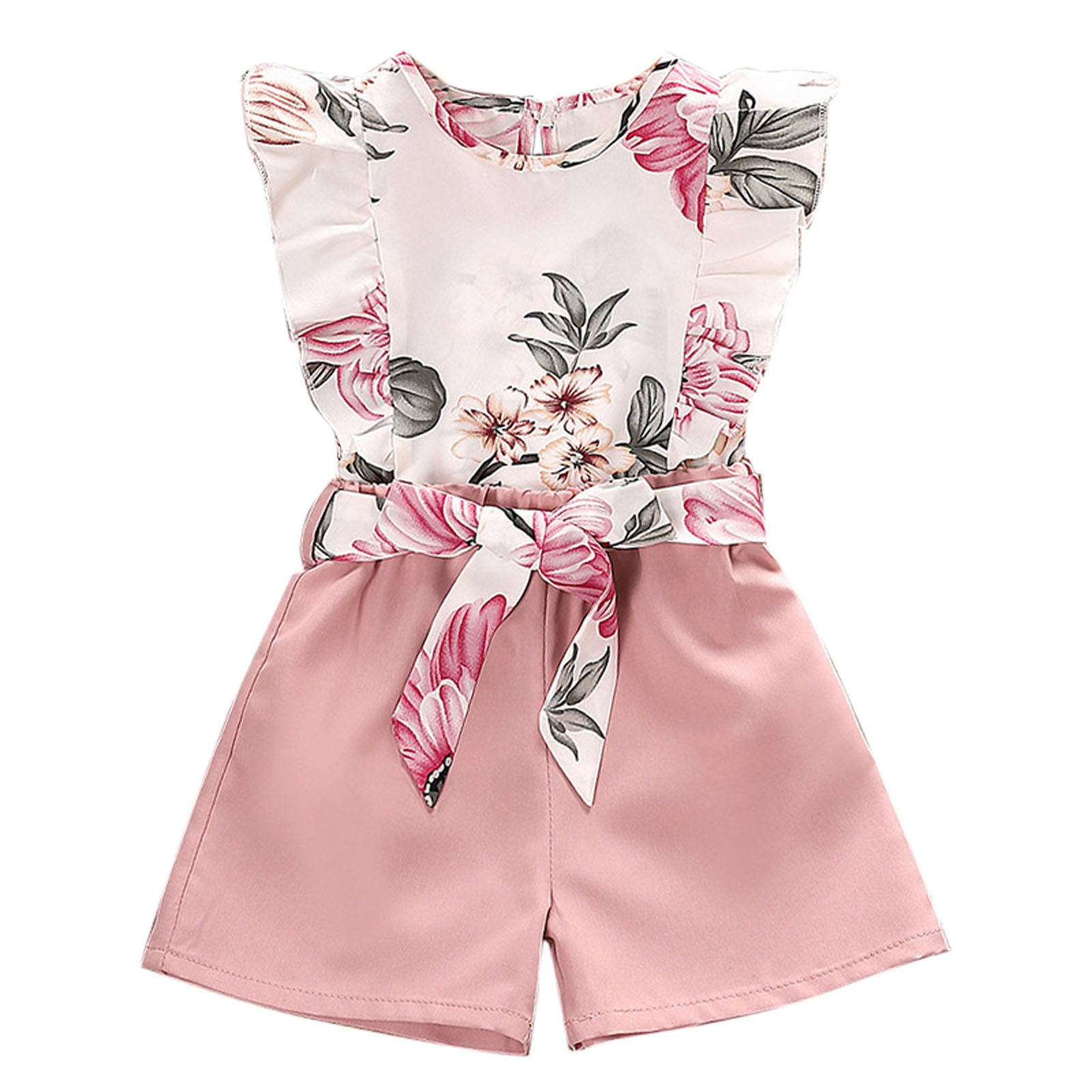 Outfits Set For Girls Suit Children'S Clothing Printed Sleeveless Top Summer Floral Cotton Short Sleeve Tops Skirts Outfits Clothes For 6-7 Years