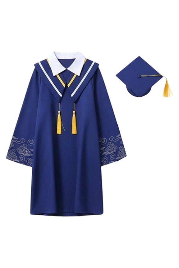 Outfits Set Outfit Set Kids Elegant Classic Design Graduation Dress Simple Practical Style Ceremony Wear Preschool School Graduation Formal Outfit Dark Blue 3T-4T