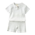 thumbnail image 1 of Outfits Set Outfit Set Unisex Kids Plain Short Sleeve Top Loose Shorts Daily Sport Suit Light Soft Fabric Play Wear Spring Summer Kids Casual Outfit White 3T-4T, 1 of 4