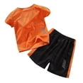 thumbnail image 1 of Outfits Set Outfit Set Unisex Kids Quick Dry Functional Design Basketball Sport Suit Mesh Breathable Lightweight Fabric Sport Wear Kids Running Training Ball Game Outfit Orange 4T-5T, 1 of 3