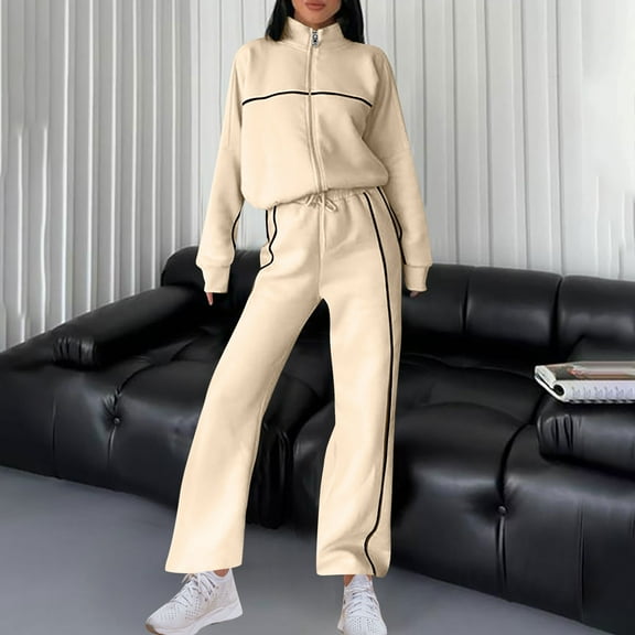 Outfits Set for Women Two Piece Fall Sets for Women Women Solid Color Shirt Drawstring Straight Through Pants Sweatshirt Set Long Sleeved Round Neck Top Shirt Set my items ordered by me recently