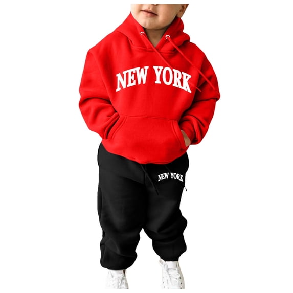 Outfits Sets for Little Girls Sweatshirt Kids Boys Kids Hooded Tracksuit Unisex Two Piece Hoodie Sweatshirt Sweatpants Set Casual Clothes Set 3-4 Years