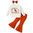 thumbnail image 1 of Outfits Sets for Little Girls Thanksgiving Outfit Turkey Print Long Sleeve Hoodie With Ribbed Pants And Headband Three Piece Fall Winter Clothes 18-24 Months, 1 of 7