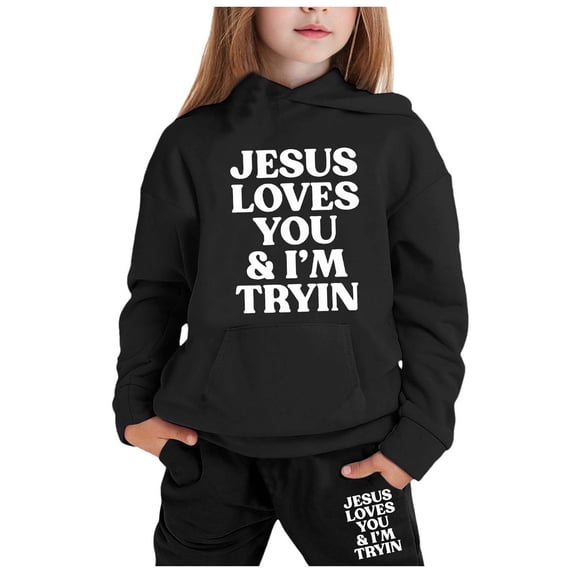 Outfits Sets for Little Girls Long Sleeve Hooded Hoodie Set Fashion Sweatshirts and Sweatpants 2-3 Years