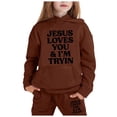 thumbnail image 1 of Outfits Sets for Little Girls Long Sleeve Hooded Hoodie Set Fashion Sweatshirts and Sweatpants 6-7 Years, 1 of 3