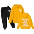thumbnail image 1 of Outfits Sets for Little Girls Medium And Large Long Sleeve Cartoon Rabbit Print Hoodie Top Hoodie Pants Set Fall Winter Clothes 3-4 Years, 1 of 3