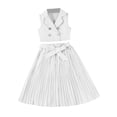 thumbnail image 1 of Outfits for Toddler Girls 3T-4T Girl's Summer Solid Color Comfortable Sleeveless Tops Button Up Vest Round-Neck Tops Pleated Skirts Sets for Kids,1-8 Years, 1 of 9