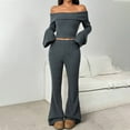 thumbnail image 1 of Outfits For Women 2 Piece Off Shoulder Long Sleeve Cropped Top Wide Leg Workout Gym Lounge Travel Matching Pants Sets Fashion Y2k Outfits 2025 Fashion, 1 of 8