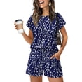 thumbnail image 1 of Outfits Women's Summer Two Piece Shorts Set Leopard Print Round Neck Short Sleeve Tops and Pocket Shorts Set Home Leisure, 1 of 5