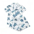 thumbnail image 1 of Outfits for Girls 2 Piece Graphic Print Short Sleeve Lapel Pocket Breathable Top And Shorts Loungewear Baby Girls' Clothing Sets 3 Years-4 Years, 1 of 4
