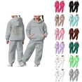 thumbnail image 1 of Outfits for Girls Girl Set Child Toddler Boys Girls Long Sleeve Solid Warm Hoodie Pullover Tops Pants Kids Outfits Sweat Suit, 1 of 7