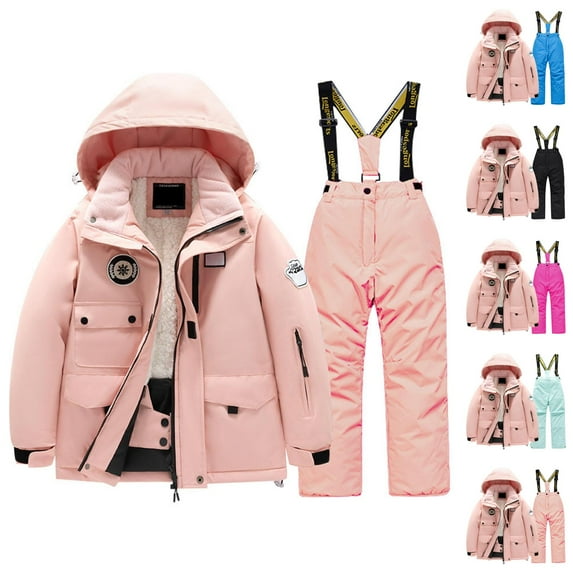 Outfits for Girls Girls Set Children's Ski Suit Multi Pocket Jacket And Pants Winter Windbroof Snowboarding Winter Warm Snow Suits Unisex