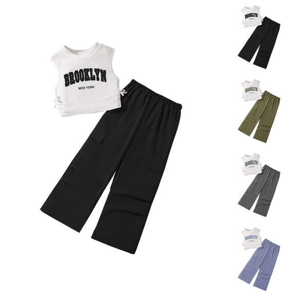 Outfits for Girls Girls Set Girls Summer Sleeveless Letter Tank Top And Casual Pants Set For Big Kids