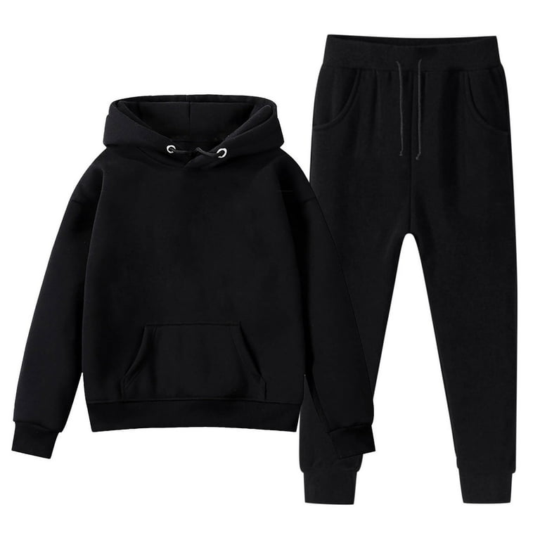 Outfits for Kids Hoodie Sweatshirt and Sweatpants Solid Color