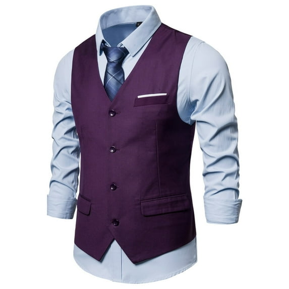 Outfits for Men New Vest Solid Color Casual Business Single Suits