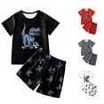 thumbnail image 1 of Outfits for Toddler Boys Dinosaur Print T Shirt and Shorts Homewear Outfits Set Size 3-4T ,Black, 1 of 9