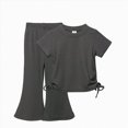 thumbnail image 1 of Outfits for Toddler Girls Fashion Short Sleeve Top Flare Pants 2 Piece Set Toddler Girl Clothes 12-24 Months, 1 of 8