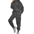 thumbnail image 1 of Outfits for Women 2 Piece Sets Fall Solid Color Tracksuits Half Zip Long Sleeve Top Pant Sweatsuit Jogger Sweatpants Suit (Dark Gray XL), 1 of 6