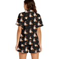 thumbnail image 1 of Outfits for Women Halloween Lightweight Graphic Lapel Short Sleeve Buttoned Pocket Top And Shorts 2 Piece At Home Wear Women's Clothing Sets L, 1 of 6