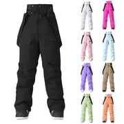 Outfitters Ski Pants Unisex Casual Faddish Solid Patchwork Zipper Multiple Pockets Trousers Ski Pants Black L