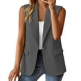 thumbnail image 1 of Outfmvch 2025 Women's Summer Sleeveless Vest Tops Lightweight Fully-Lined Fashion Casual Work Office Blazers with Pockets Z Gray M, 1 of 5