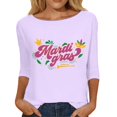 thumbnail image 1 of Outfmvch 3/4 Length Sleeve Womens Tunic Holiday Party Outfits Graphic Tees for Women 3/4 Length Sleeve Womens Tops Plain Shirts for Women Mardi Gras Shirts for Women 3/4 Sleeve Tunic Tops Blue L, 1 of 7
