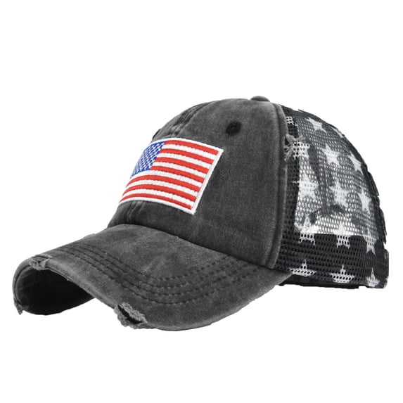 Outfmvch 4th of July Hats for Women Work Hats for Men Sweat Proof Hats Athletic Hat Low Profile Trucker Hat Womens Sun Hat Summer Hat Hiking Hat Adjustable Size Baseball Cap Gym Hat Black One Size