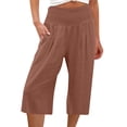 thumbnail image 1 of Outfmvch Ankle Pants for Women Flowy Pants for Women Petite Loose Flowy Pants Summer Beach Vacation Elastic Waist Cropped Trouser Summer Outfits Gauze Pants Cropped Lounge Trousers Coffee M-3XL, 1 of 5
