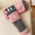 thumbnail image 1 of Outfmvch Arm Warmers Arm Warmers - Women's Long Fingerless Gloves Fashion Stretch Knit Arm Sleeves for Women Thumb Hole Stretchy Gloves Long Fingerless Gloves Pink 1 One Size, 1 of 3