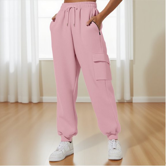 Outfmvch Baggy Pants Women Tall Womens Pants Womens Loose Pants Womens Business Casual Pants Work Pants Elastic Waist Pants for Women Tall Pants for Women Long Pink S