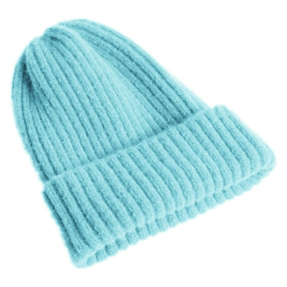 Outfmvch Beanie For Women Hat And Scarf Set For Women Autumn/Winter Imitation Rolled Hem Solid Color All Get Knitted Hat Men'S And Women'S Flanged Cold Hat Winter Hat Sky Blue One Size