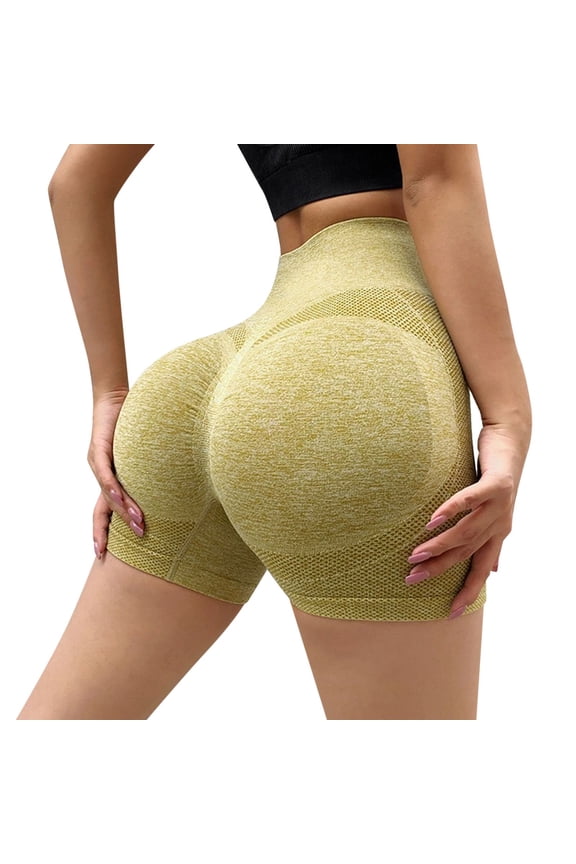 Biker Shorts,Yoga Shorts,Running Shorts for Women,Butt Lifting Shorts,Gym Clothes for Woman,Workout Shorts Women,Athletic Shorts for Women,Shorts for Women Yellow,L