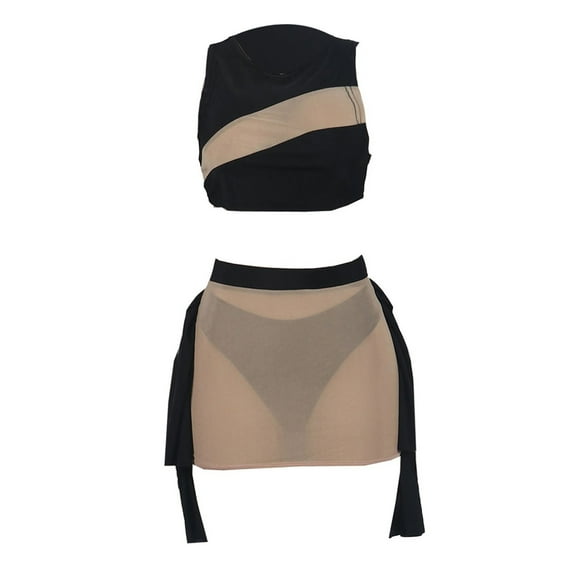 Outfmvch Bikini Sets for Women High Waisted Bikini Sets for Women Womens Bikini Micro Bikini Bathing Suit for Women Holiday Patchwork See Through Asymmetrical Sleeveless Three Piece Suit Black M