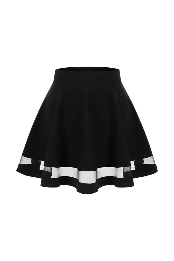 Black Dresses for Women Basic Versatile Stretchy A-line Flared Casual Mini Skater Skirt Womens Dresses Fall Dresses