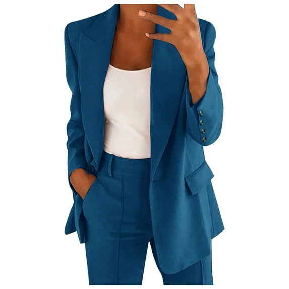 Outfmvch Blazer Dress for Women Summer Jackets for Women Linen Blazer Lightweight Cardigans for Women Suit Jackets for Women Cardigan Sweaters for Women Plus Size Blazer Z Navy 2 L