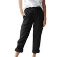 thumbnail image 1 of Outfmvch Boho Pants Linen Trousers Barrel Pants High Waisted Linen Pants Resort Wear for Women Baggy Wide Lounge Pant Palazzo Pants Wide Leg Pantalones Anchos Para Mujer Black 2xl, 1 of 8