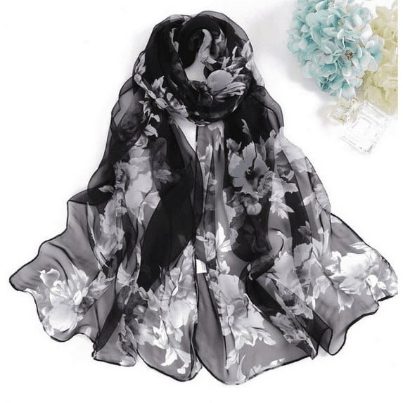 Outfmvch Boho Scarf Fashion Scarves Sheer Scarf Head Bandana Satin Bandana Pashmina Wraps for Women Poncho B One Size