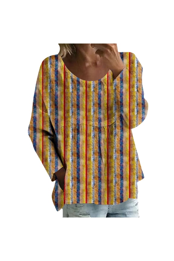 Boho Tops for Women Embroidered Blouse Baggy Boho Peasant Blouse Tunic Top Flowy Round Neck Tee Tunic Summer Gauze Shirts Mexican Shirts Embroidered Tops for Women Bohemian Tees Brown M