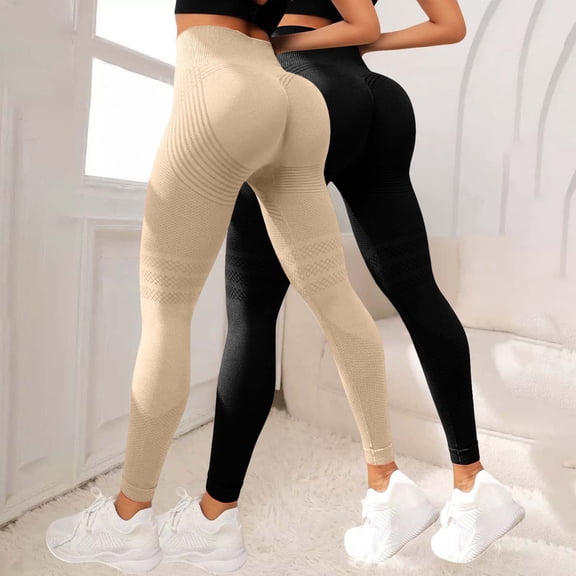 Outfmvch Butt Lifting Leggings for Women Flare Leggings for Women Casual Pants for Women Tummy Control Butt Lifting Shapewear Leggins Tummy Control Butt Lift Light Yellow 1 S
