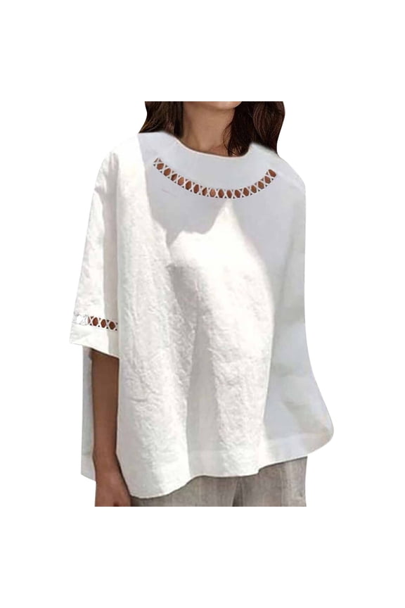 Button Down Shirts for Women Long Sleeve Cotton Top Tunic Tops for Women Loose Fit Dressy Gauze Shirts for Women Basic Solid Tunic Tops Summer Linen White M