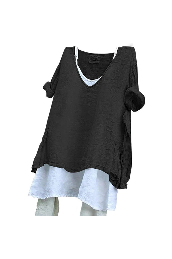 Button Down Shirts for Women,Oversized Tshirts for Women,Casual Tops for Women,Cotton Gauze Tops for Women,Short Sleeve Shirts for Women,Plus Size Tops,Cotton Shirts for Women, Black,3XL